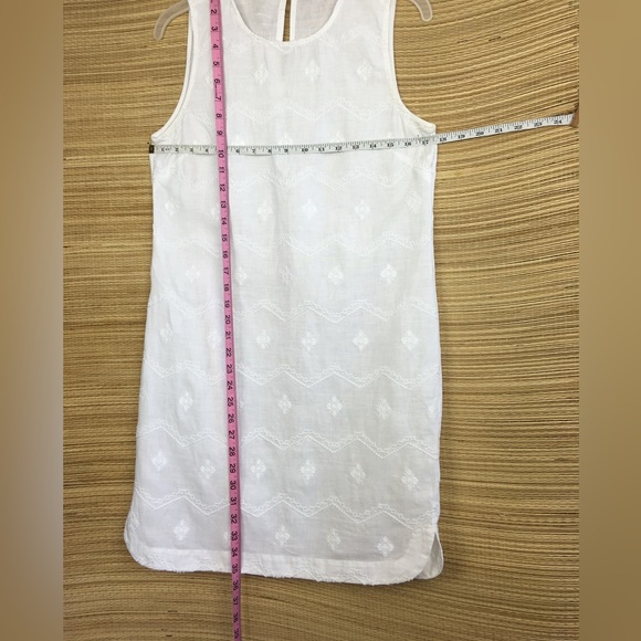 St Tropez 100% Linen Embroidered Front Sleeveless Shift Dress White/Cream Size 6 - Picture 9 of 9